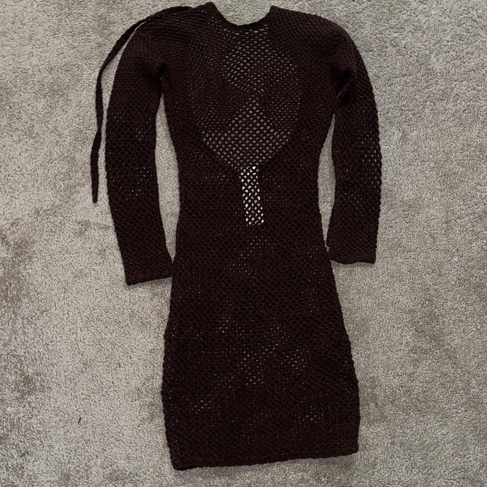 Brown Fishnet Dress Size M stretch